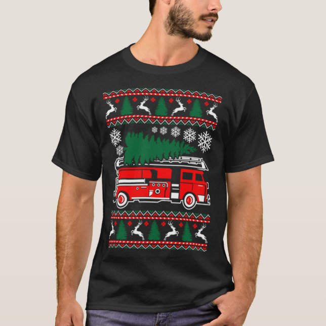T-shirt Joyeux pompier laide de Noël Sweater Funny Tsh (Devant)