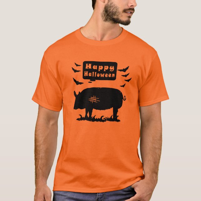 T-shirt Joyeux porc d'Halloween (Devant)