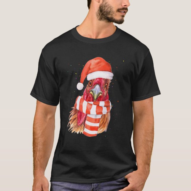 T-shirt Joyeux poule de Noël Douille moche Père Noël X (Devant)