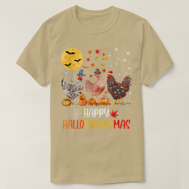 T-shirt Joyeux poulet des Hallothankmas (Design devant)