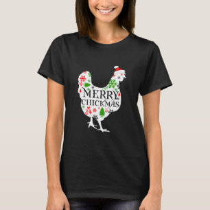 T-shirt Joyeux poulets de Noël de chapeau de Noël