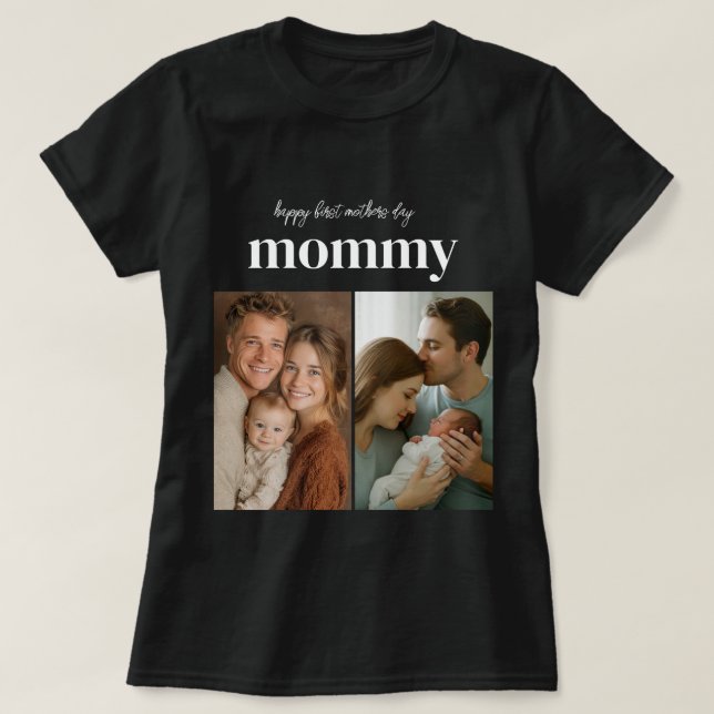 T-shirt Joyeux premier anniversaire de maman collage de ph (Design devant)