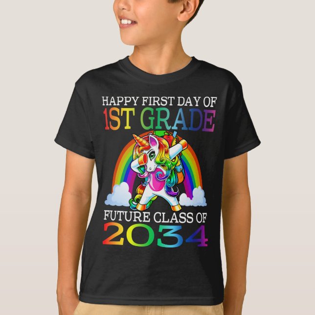 T-shirt Joyeux Premier Jour De 1Ème Année Future Classe De (Devant)