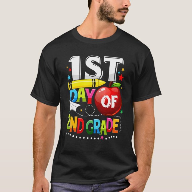 T-shirt Joyeux premier jour de 2e année Enseignant Retour  (Devant)
