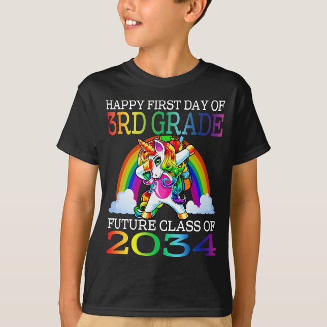 T-shirt Joyeux Premier Jour De 3E Classe Future De 2034 (Devant)