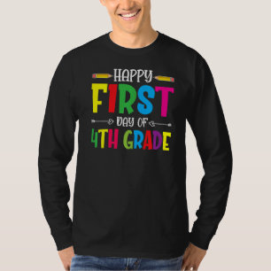 T-shirt Joyeux Premier Jour De 4E Année Étudiants Enseigna