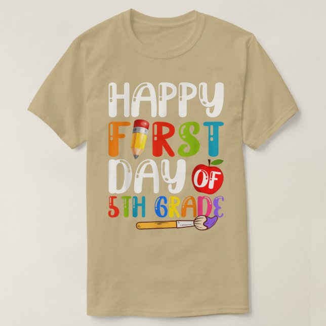 T-shirt Joyeux premier jour de 5e année de retour à l'écol (Design devant)