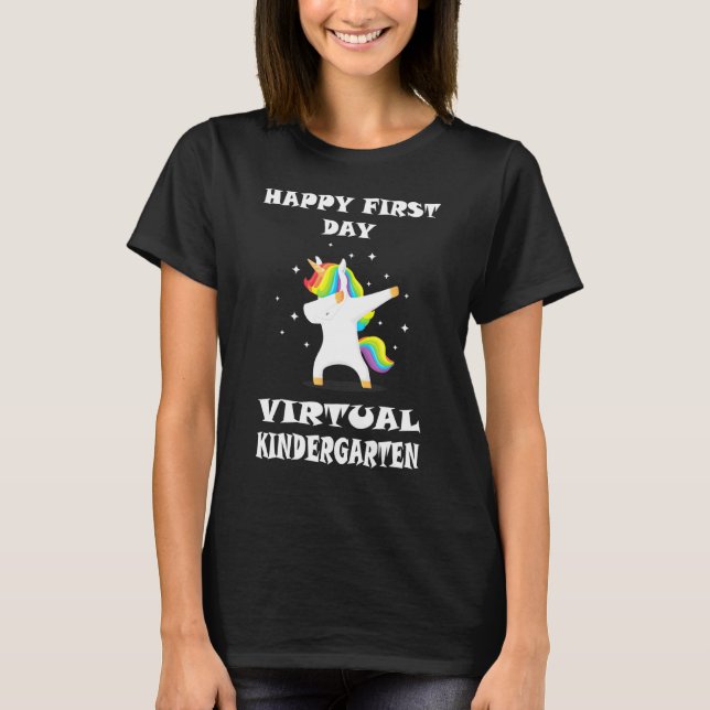 T-shirt Joyeux premier jour de jardin d'enfants virtuel Da (Devant)