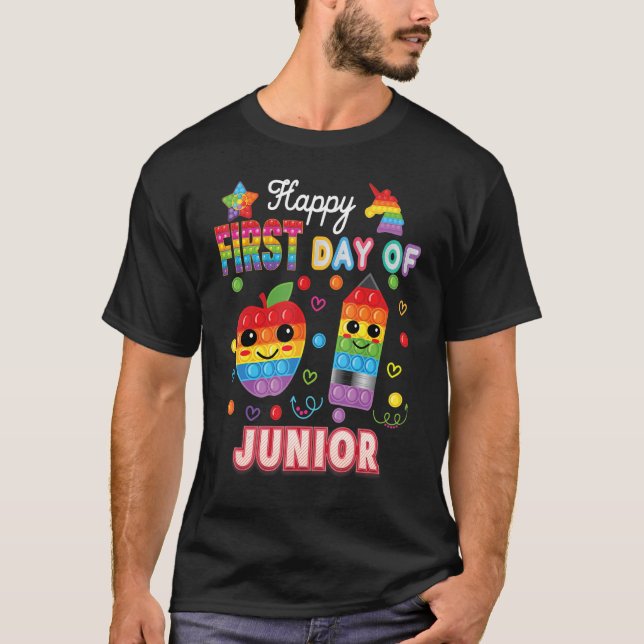 T-shirt Joyeux Premier Jour De Junior Fidget Jouet Jouet D (Devant)