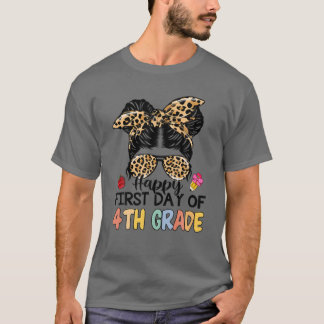 T-shirt Joyeux Premier Jour De L'École 4E Grade Leopard Me