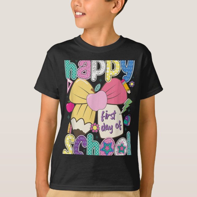 T-shirt Joyeux Premier Jour De L'École Crayon Enseignant E (Devant)
