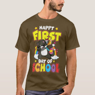 T-shirt Joyeux Premier Jour De L'École Dabbing Chat Retour
