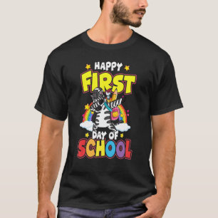 T-shirt Joyeux Premier Jour De L'École Dabbing Zebra Retou