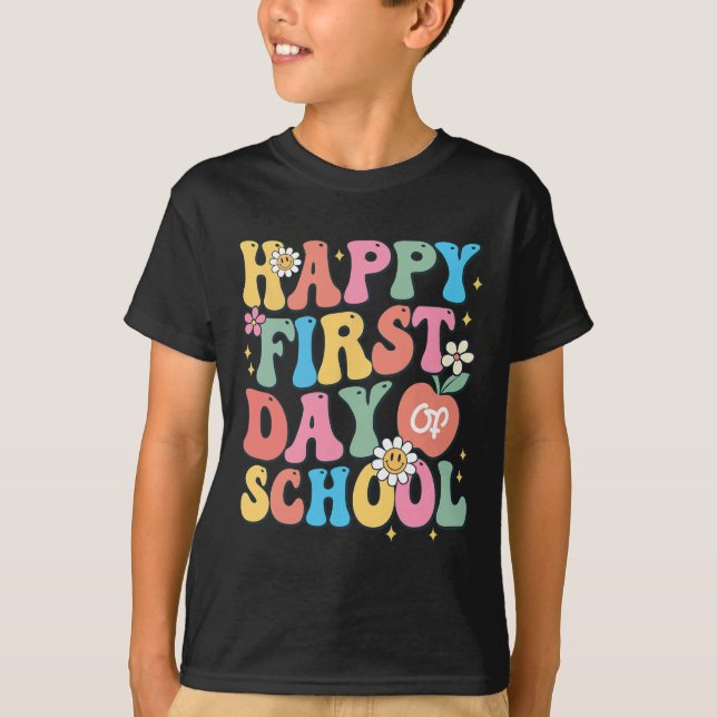 T-shirt Joyeux premier jour de l'école enseignant garçons  (Devant)