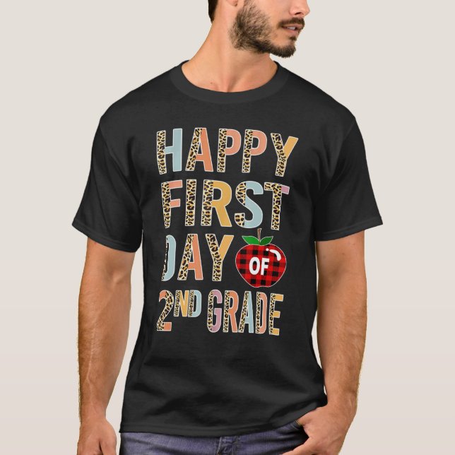 T-shirt Joyeux Premier Jour De L'École Leopard 2E Année Te (Devant)