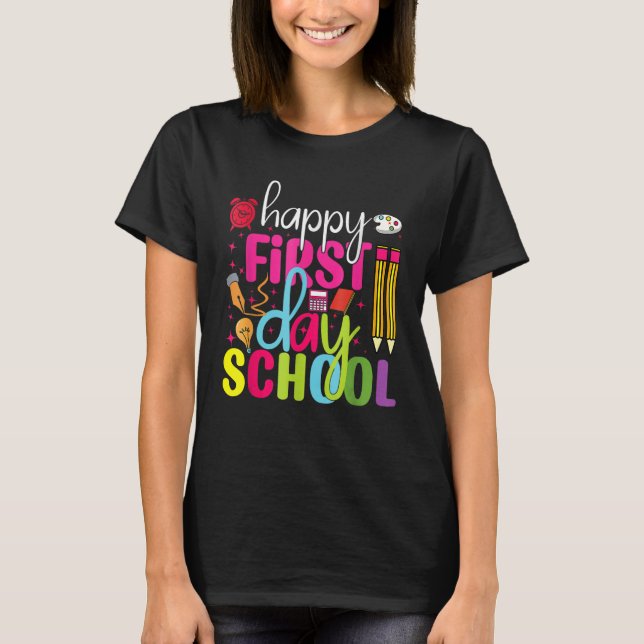 T-shirt Joyeux Premier Jour De L'École Leopard Boho Rainbo (Devant)