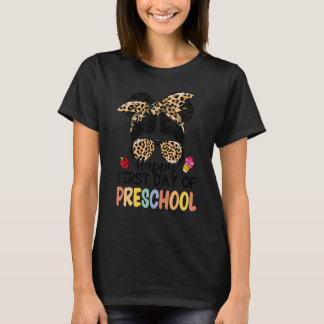 T-shirt Joyeux Premier Jour De L'École Préscolaire Leopard