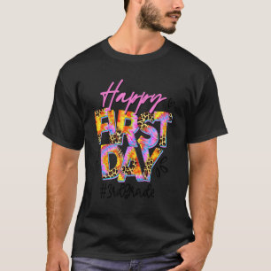 T-shirt Joyeux Premier Jour De L'École Tie Dye Leopard 3e 