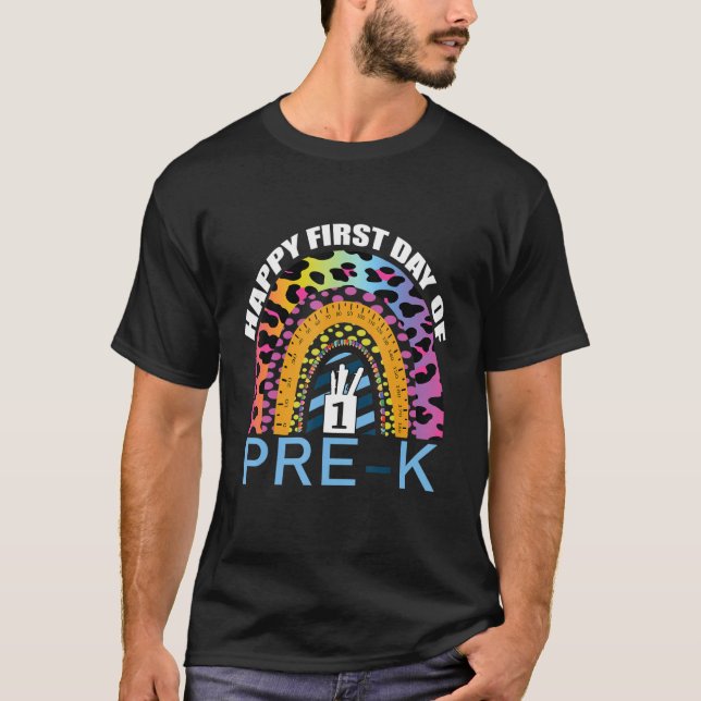 T-shirt Joyeux Premier Jour De Pré K Enseignant Rainbow Le (Devant)