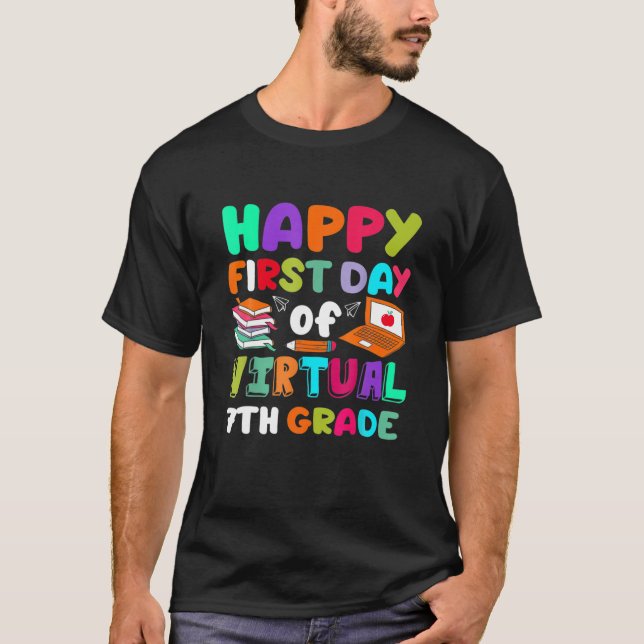 T-shirt Joyeux Premier Jour De Virtual 7E Année Funny Accu (Devant)