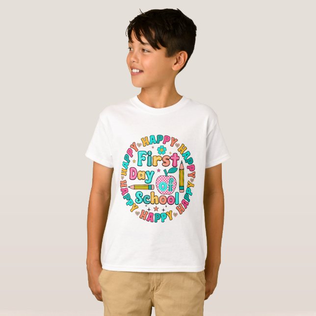 T-shirt Joyeux premier jour d'école (Devant entier)