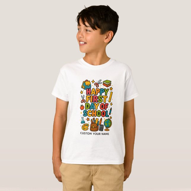 T-shirt Joyeux premier jour d'école (Devant entier)