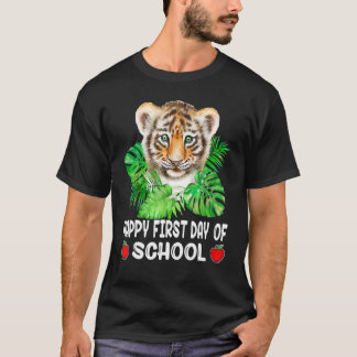 T-shirt Joyeux Premier Jour D'École Avec Bébé Tiger Pour L