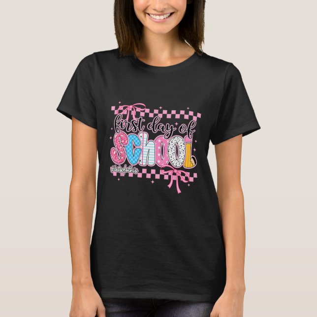 T-shirt Joyeux premier jour d'école crayon enseignant enfa (Devant)