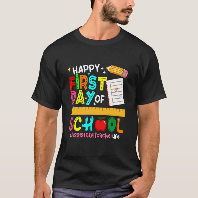 T-shirt Joyeux premier jour d'école Enseignant assistant R (Devant)