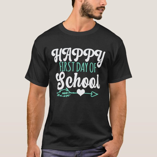 T-shirt Joyeux premier jour d'école enseignant élève flèch (Devant)