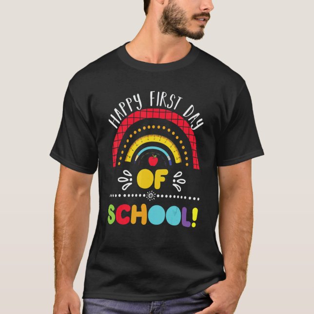 T-shirt Joyeux Premier Jour D'École Enseignant Élève Garço (Devant)