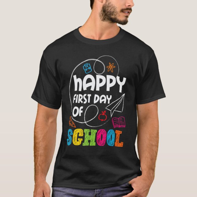 T-shirt Joyeux premier jour d'école enseignant élève mater (Devant)