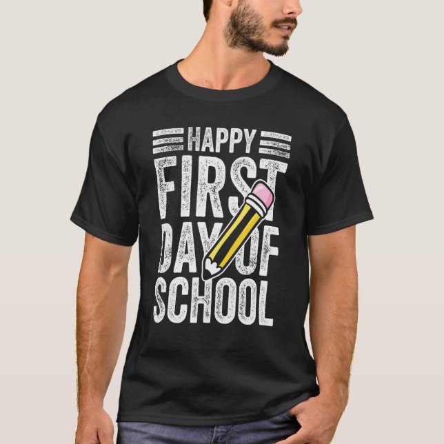 T-shirt Joyeux premier jour d'école  Enseignant Élèves (Devant)