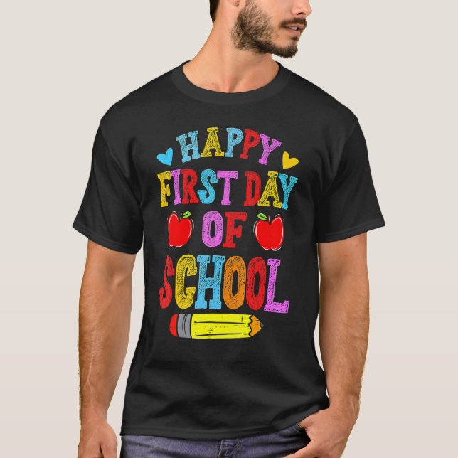 T-shirt Joyeux premier jour d'école  Enseignant Élèves (Devant)