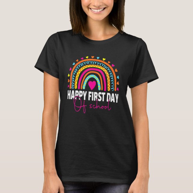 T-shirt Joyeux Premier Jour D'École  Enseignants Élèves Ar (Devant)