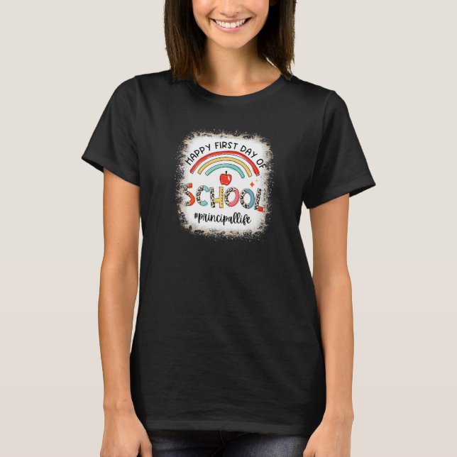 T-shirt Joyeux premier jour d'école Léopard Arc-en-ciel Pr (Devant)