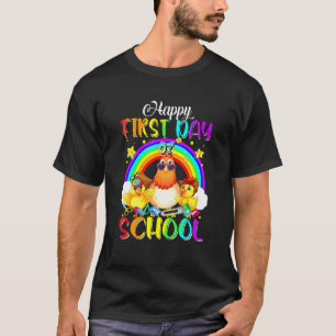 T-shirt Joyeux Premier Jour D'école Poulets Arc-en-ciel Re