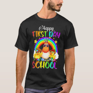 T-shirt Joyeux Premier Jour D'école Poulets Arc-en-ciel Re