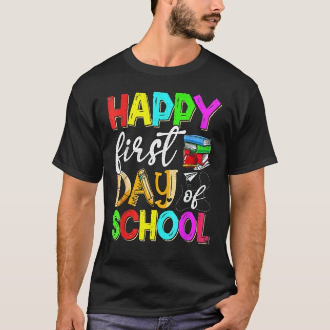 T-shirt Joyeux premier jour d'école Professeur Élève Heure (Devant)