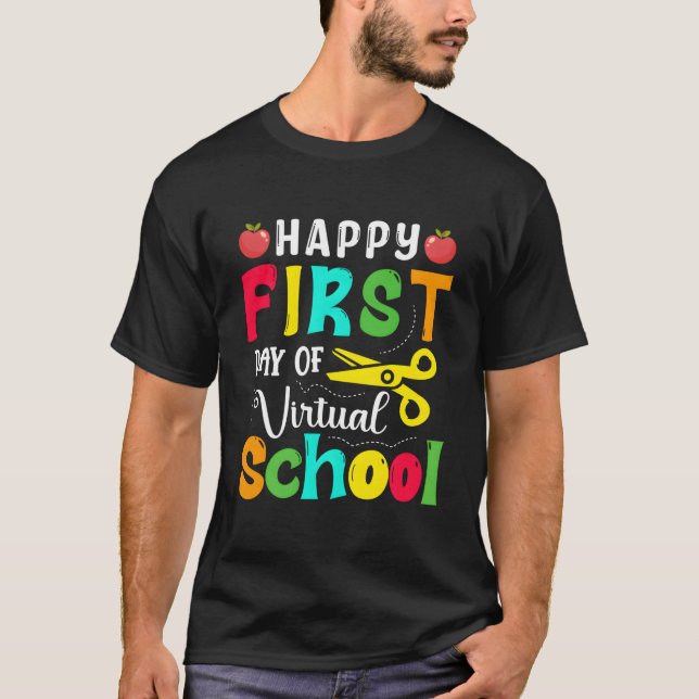 T-shirt Joyeux premier jour d'école virtuelle de rentrée s (Devant)