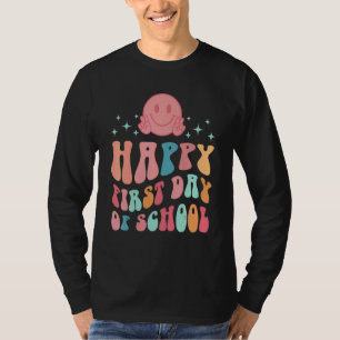 T-shirt Joyeux Premier Jour D'école Visage Souriant Groovy