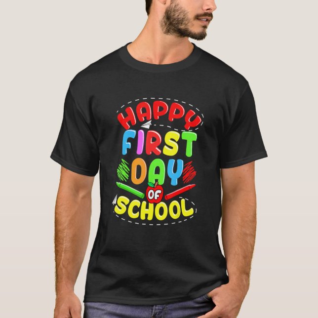 T-shirt Joyeux Premier Jour D'Enseignant À L'École S (Devant)