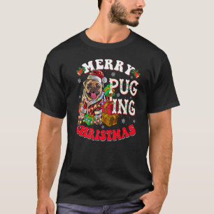 T-shirt Joyeux Pugging Chien de Noël Père Noël Carlin de N