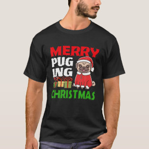 T-shirt Joyeux Pugging Chien de Noël Père Noël Carlin de N