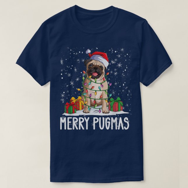 T-shirt Joyeux Pugmas 2022 Carlin Noël Carlin de fête Lov (Design devant)
