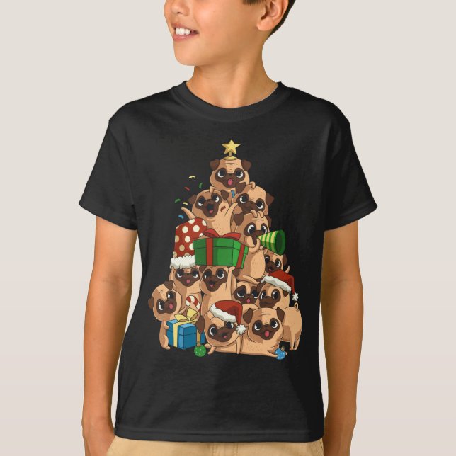 T-shirt Joyeux Pugmas Carlin de Noël Carlin (Devant)