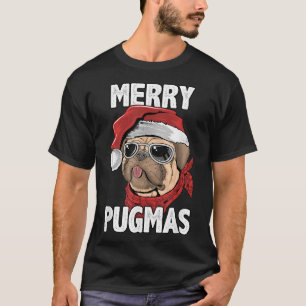 T-shirt Joyeux Pugmas drôle Carlin de Noël Santa Hat Chien