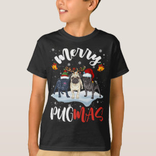 T-shirt Joyeux Pugmas drôle Père Noël Reindeer Elf Carlin 