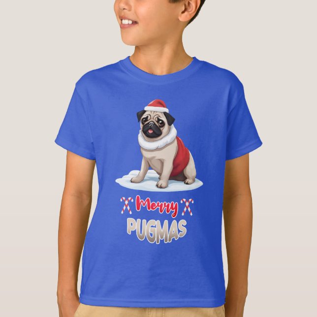 T-shirt Joyeux Pugmas mignon bébé animal familier Lover Pè (Devant)