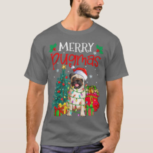 T-shirt Joyeux Pugmas Noël Drôle Chien Père Noël Carlin Pè